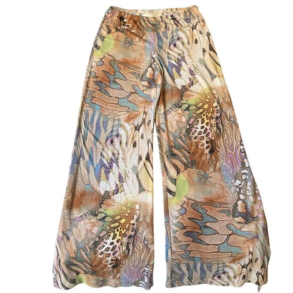 JANINE Pants - Janine Women Pants Size S Brown Animal Print Wide-Leg 30" Inseam Stretch